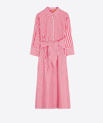 Vestido popelín cinturón rayas
