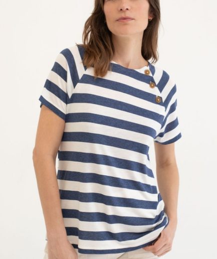 Camiseta basic botones rayas