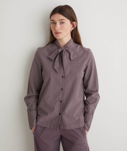 Camisa cuadros lazo cuello