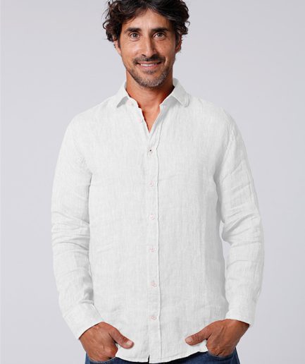 Camisa lino regular fit blanca